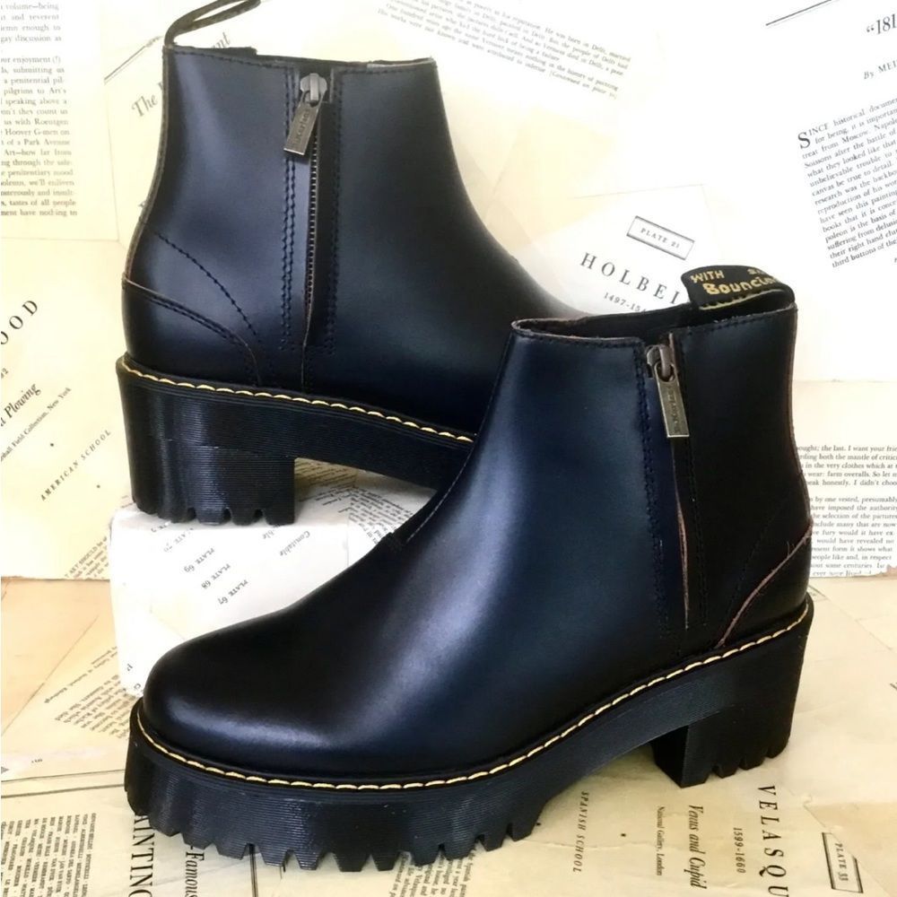 Free People Dr Martens Rometty 11 Smooth Boot Platform Black Leather - Picture 4 of 8